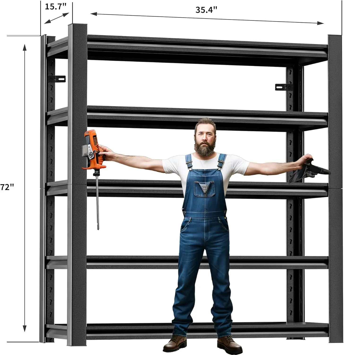 Garage Shelving,3 Pieces72 Garage Storage Shelves Heavy Duty Shelving Units And Storage,Adjustable 5 Tier Metal Shelving