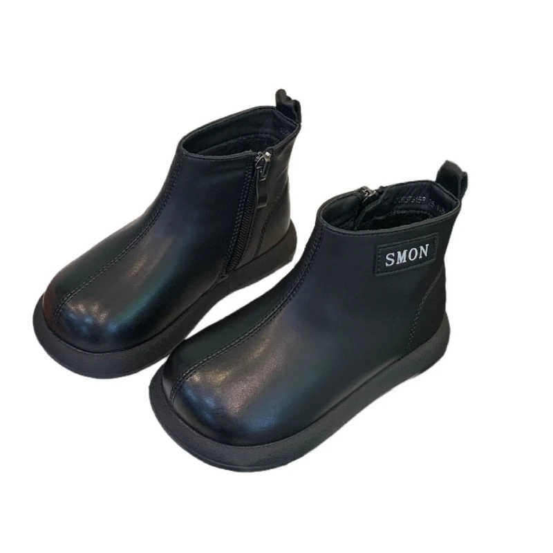 

New Winter Children's Retro Velvet Warm Leather Boots for Girls Sfashionable and Versatile Casual Boots for Toddlers