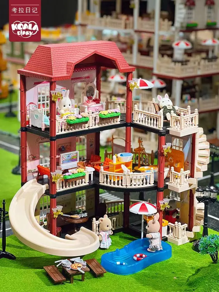 Casa de juegos de navidad en miniatura para Niños, Artículos de casa de muñecas, conjunto de muebles, juguetes de simulación, Castillo de princesa