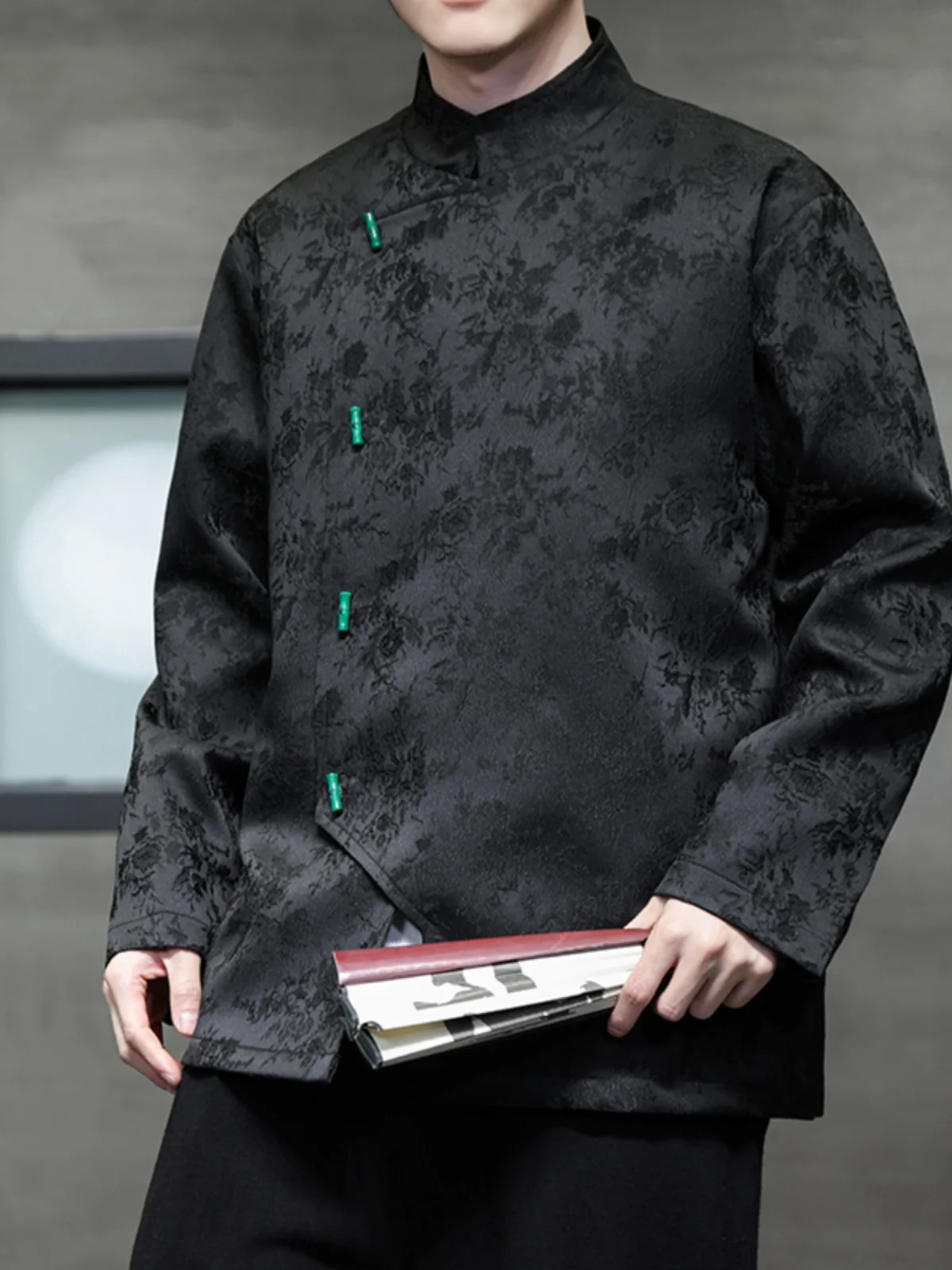 

Spring Youth Chinese Sle Casual Jaet Stand Collar Men's Leisure Hanfu Outerwear Trendy Vintage Zen Iuence Coat