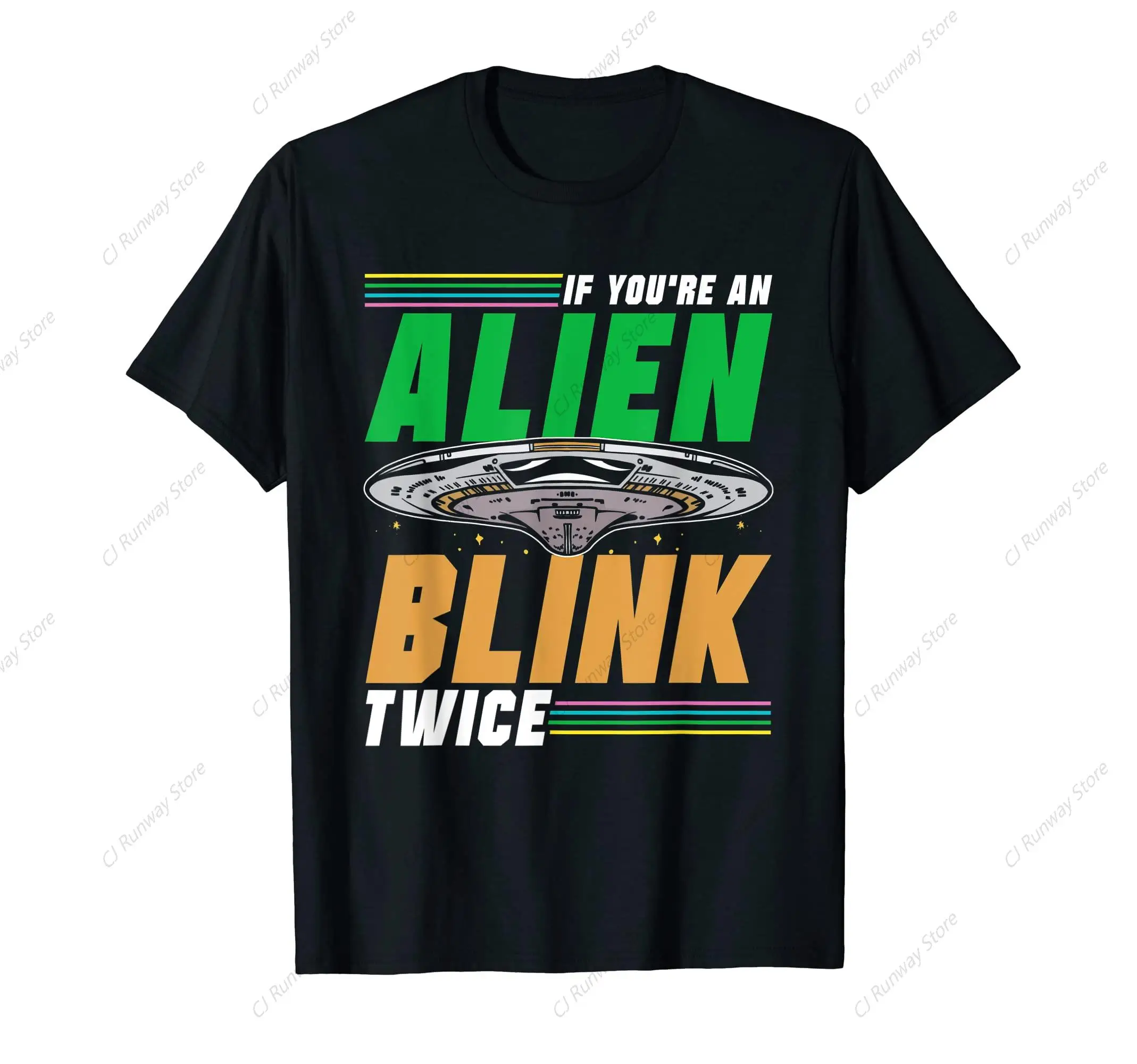 If You're An Alien Blink Twice Astronomy Space Astronaut T-Shirt Tee Clothes Hip Hop Oversize Tops Couple