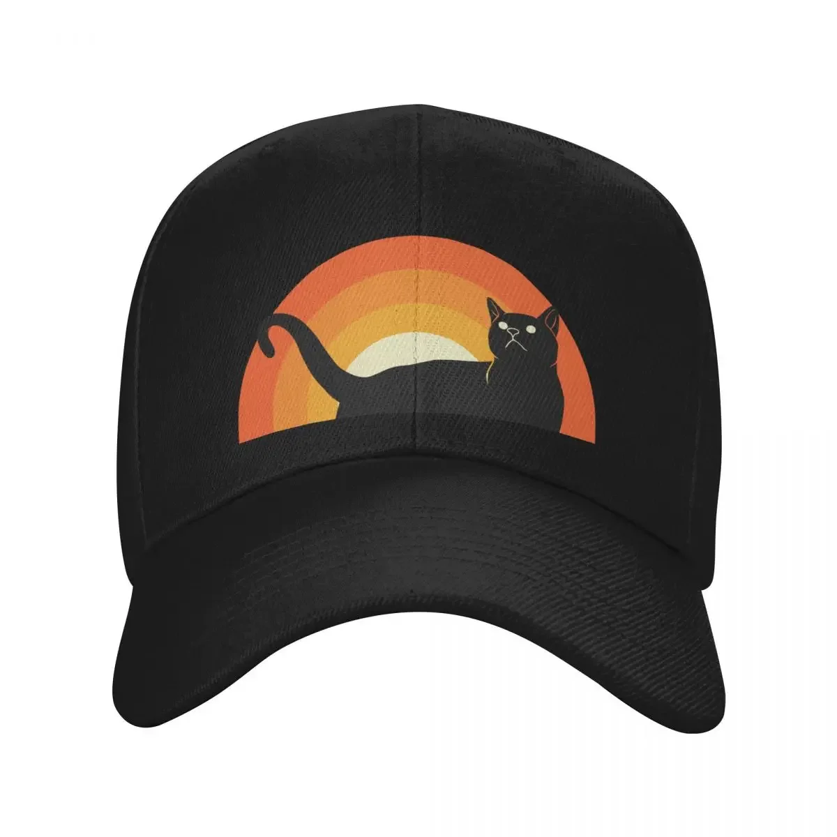 

Black Cat Watching Sunset Retro Vintage Baseball Cap designer cap luxury caps Golf Hat Luxury Man Hat Golf Men Women's