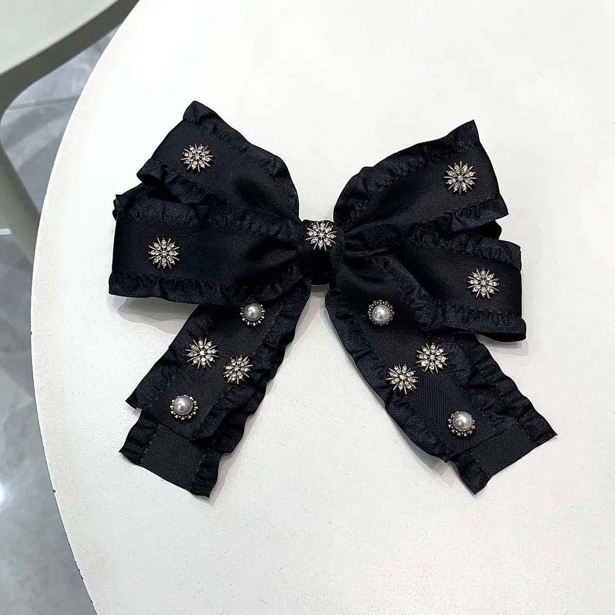 New Korean Style Bow Tie Brooch Hairpin Dual Purpose Ribbon Pearl Multi-layer Shirt Sweater Dress Collar Flower Accessories