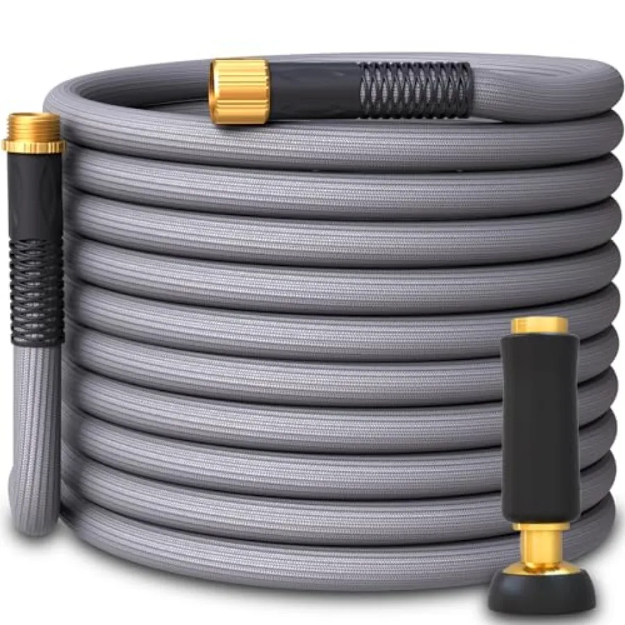 

Garden Hose Flexible Lightweight Kink-Free and Durable Hybrid Water Hose with Heavy Duty Brass Connectors and High-Pressure Jet