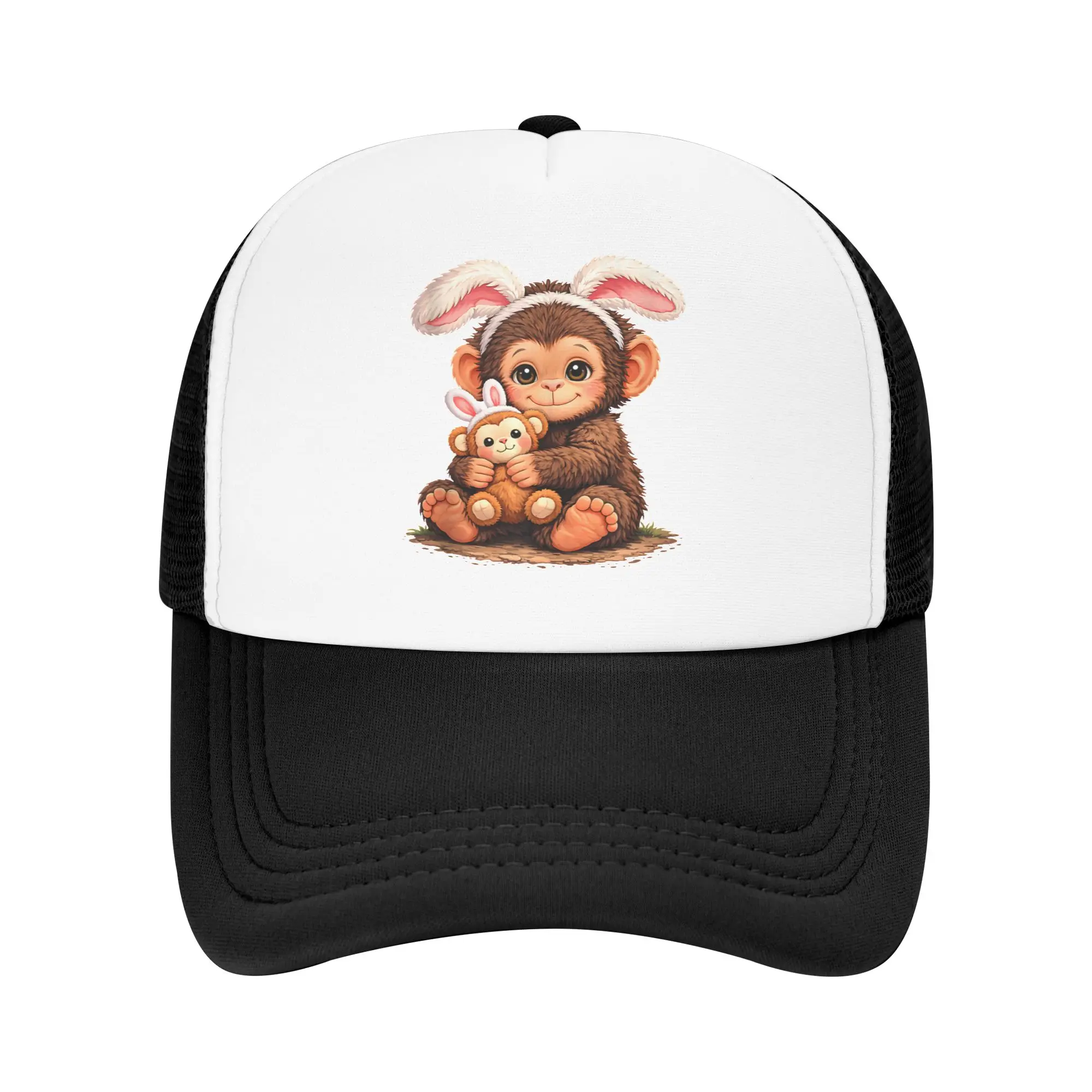 Cute Punch Monkey Easter Bunny Cartoon Baseball Cap  Outdoor Gym High Quality Trucker Hat Men Adult Casual Design Baseball Caps