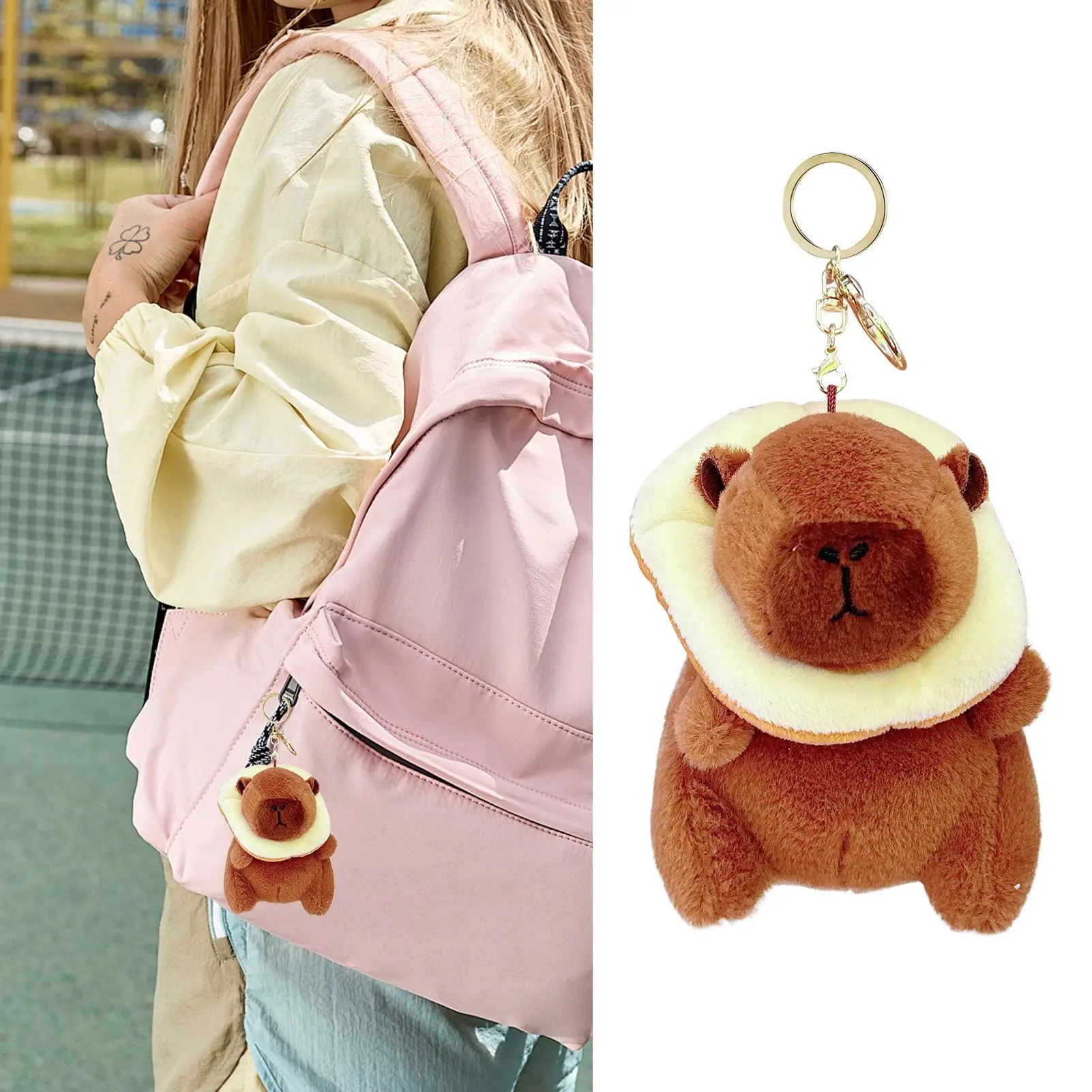 Capybara พวงกุญแจของเล่นตุ๊กตาการ์ตูนสัตว์ตุ๊กตากระเป๋า Charm พวงกุญแจอุปกรณ์เสริมสําหรับกระเป๋าสตางค์กระเป๋าถือกระเป๋านักเรียน