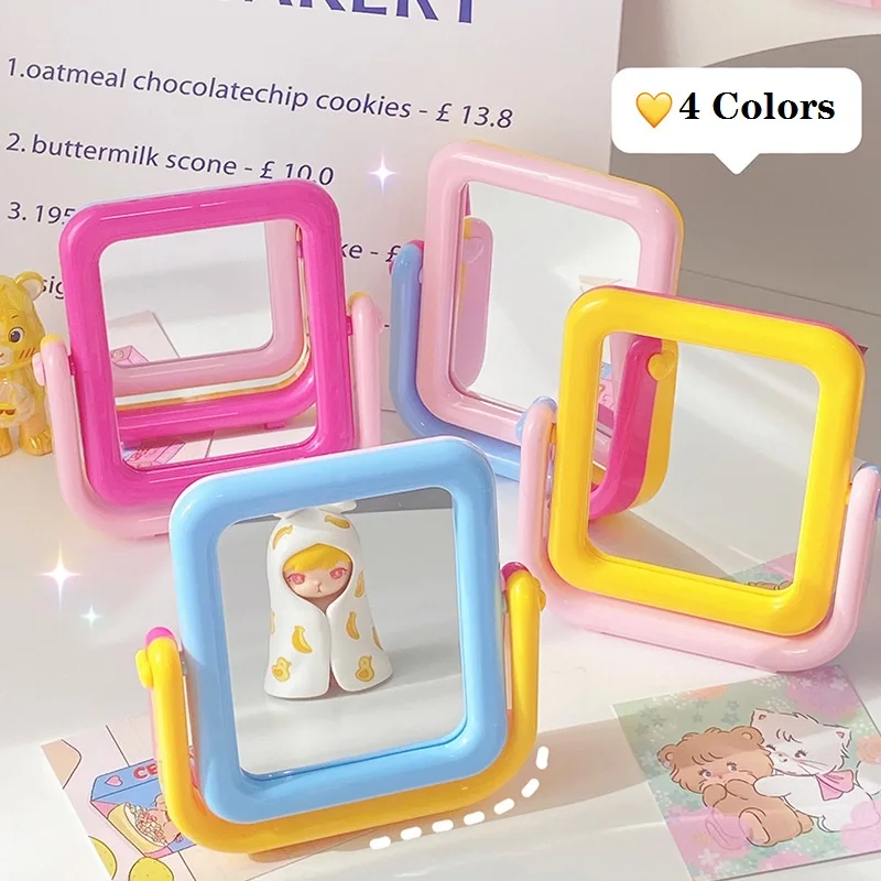 Makeup Mirror Desktop Double Side Creative Cartoon 360 Degree Square Shape Mirror Portable Beauty Tools Cute Makeup Mirror