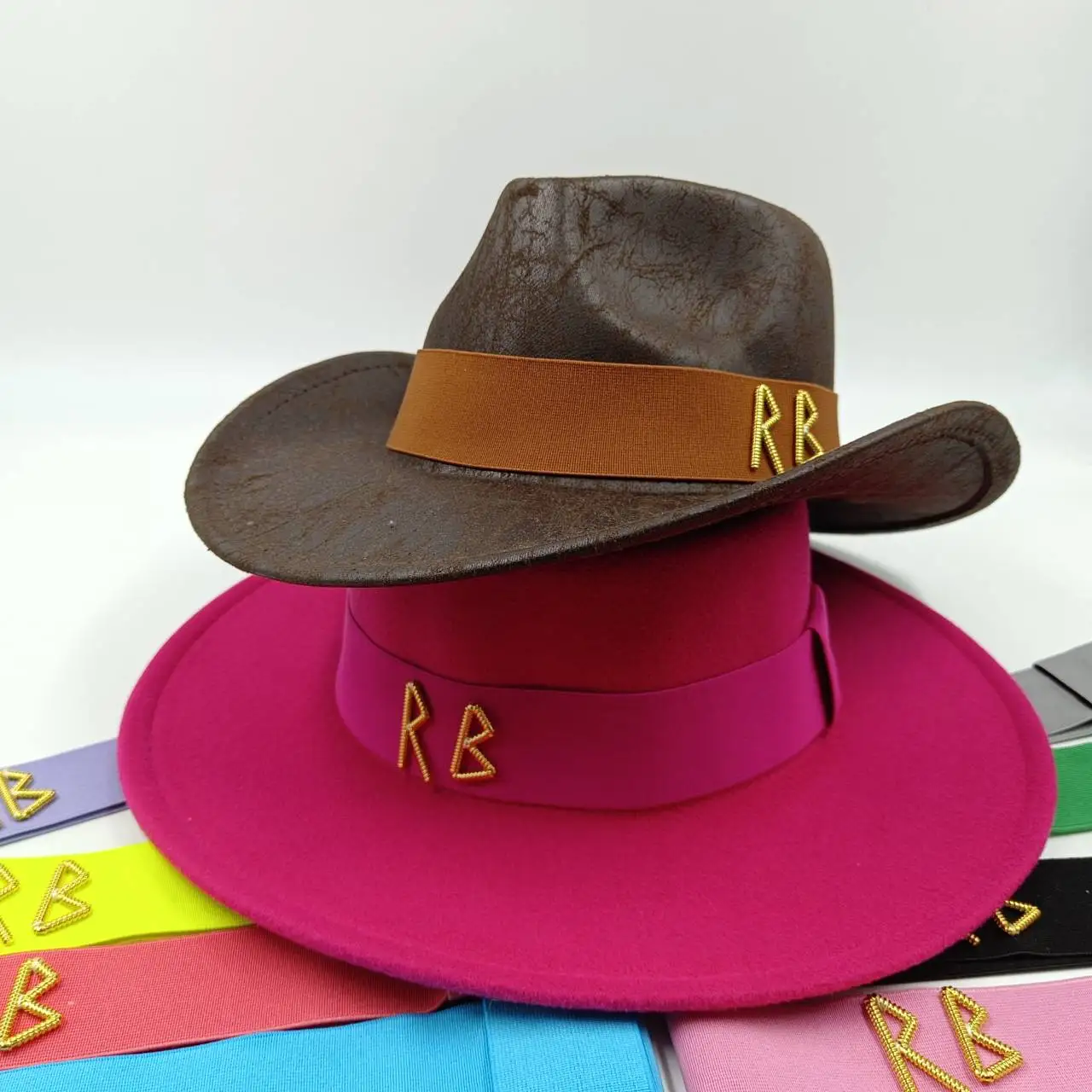 Various letters DIY Fedora and straw hat accessories New rhinestone elastic band Letter wholesale accessories in various colors