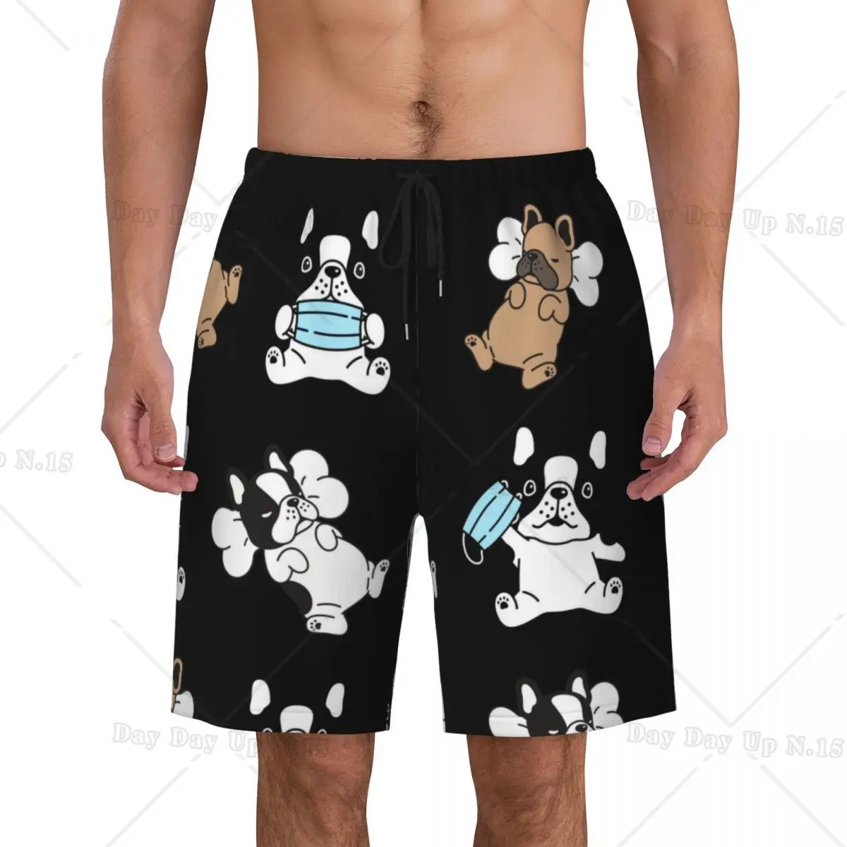 Frenchie French Bulldog Boardshorts Men Quick Dry Board Shorts Frenchie Dog Lover Swim Trunks Custom Print Bathing Suits