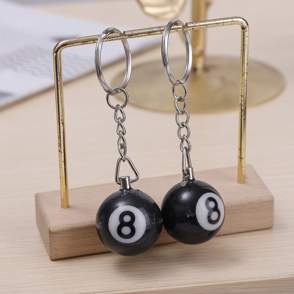 Creative Keychain Fuuny Mini Ball Black No 8 Billiard Pendant Key Ring Resin Keyring Fashion Bag Pendents Car Key Holder Gifts