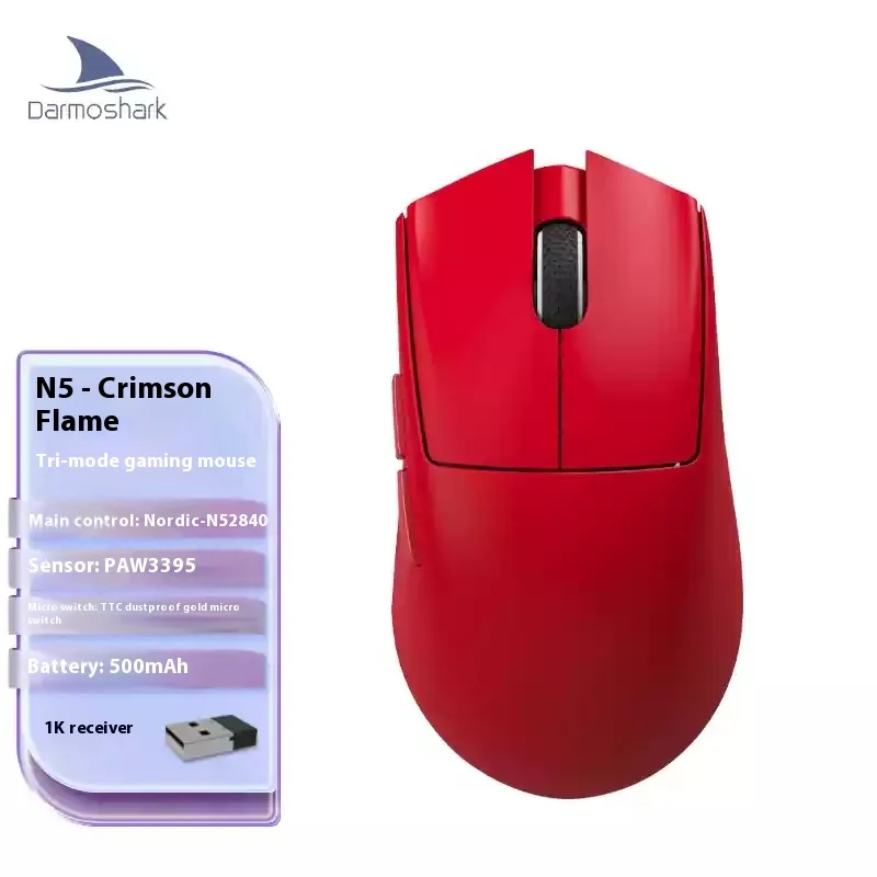 Darmoshark n5 mouse ergonômico para jogos, mouse sem fio leve para mãos grandes, uso de escritório, esports e computação geral