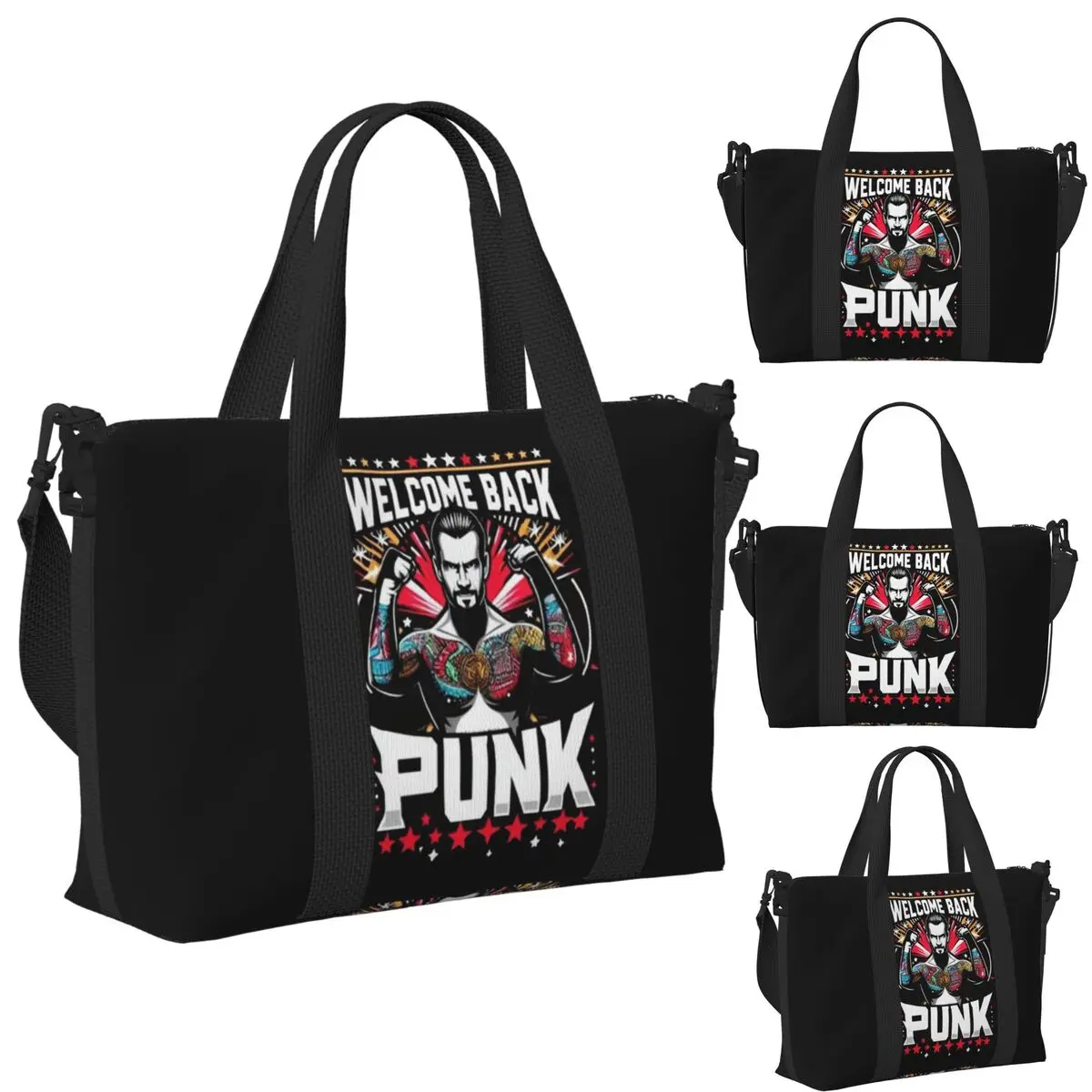 

CM Панк Пляжная дорожная сумка Большая вместительная сумка-тоут для тренажерного зала Йога Женская дорожная сумка для покупок