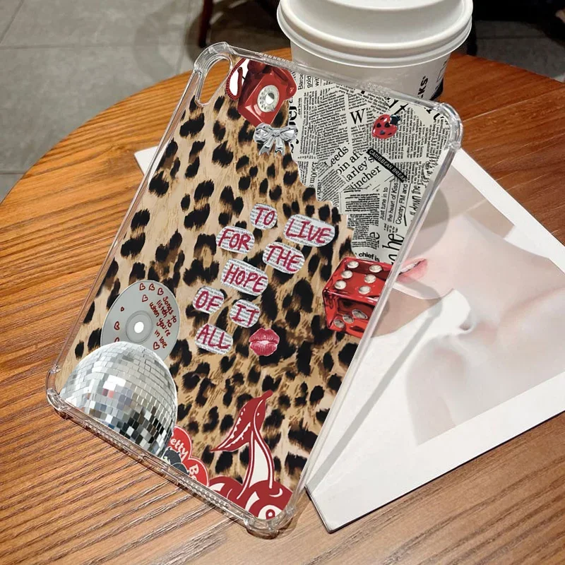 For iPad Air 5 2024 Air 6 11 iPad Pro 11 13 10 Gen 10.5 10.2 9th 8th 6th 5th 9.7 '' Mini 6 Clear TPU Case Sexy Red Lip Leopard