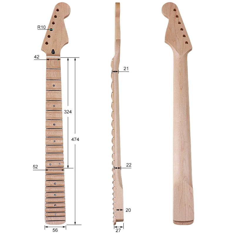 Wave Pattern Neck For Guitar, Maple, Matte, Concave, Convex Pattern, 6-string, 22 Pin, Instrument Accessories