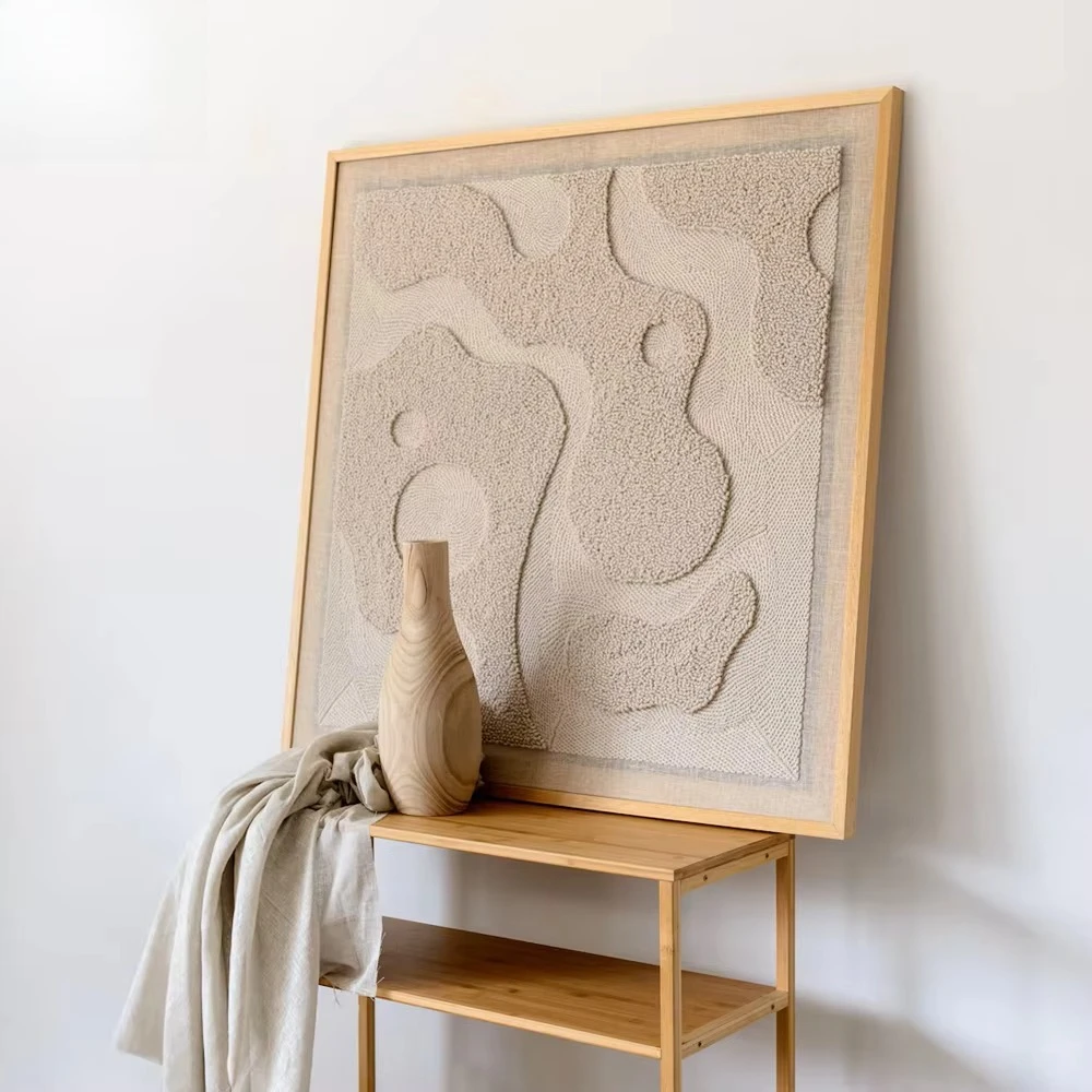 Extra Large Handwoven Modern Textile Wall Art Framed Wall Decoration Japandi Style Warm and Inviting Tapestry for Bedroom