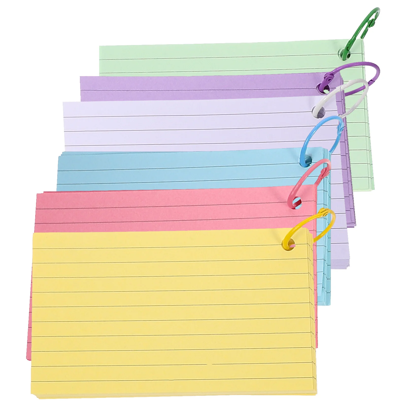 Index Card Notes Cards with Ring Flash for Office Blank Simple Style Memo White Colored Lined Words Flashcards Binder Memory