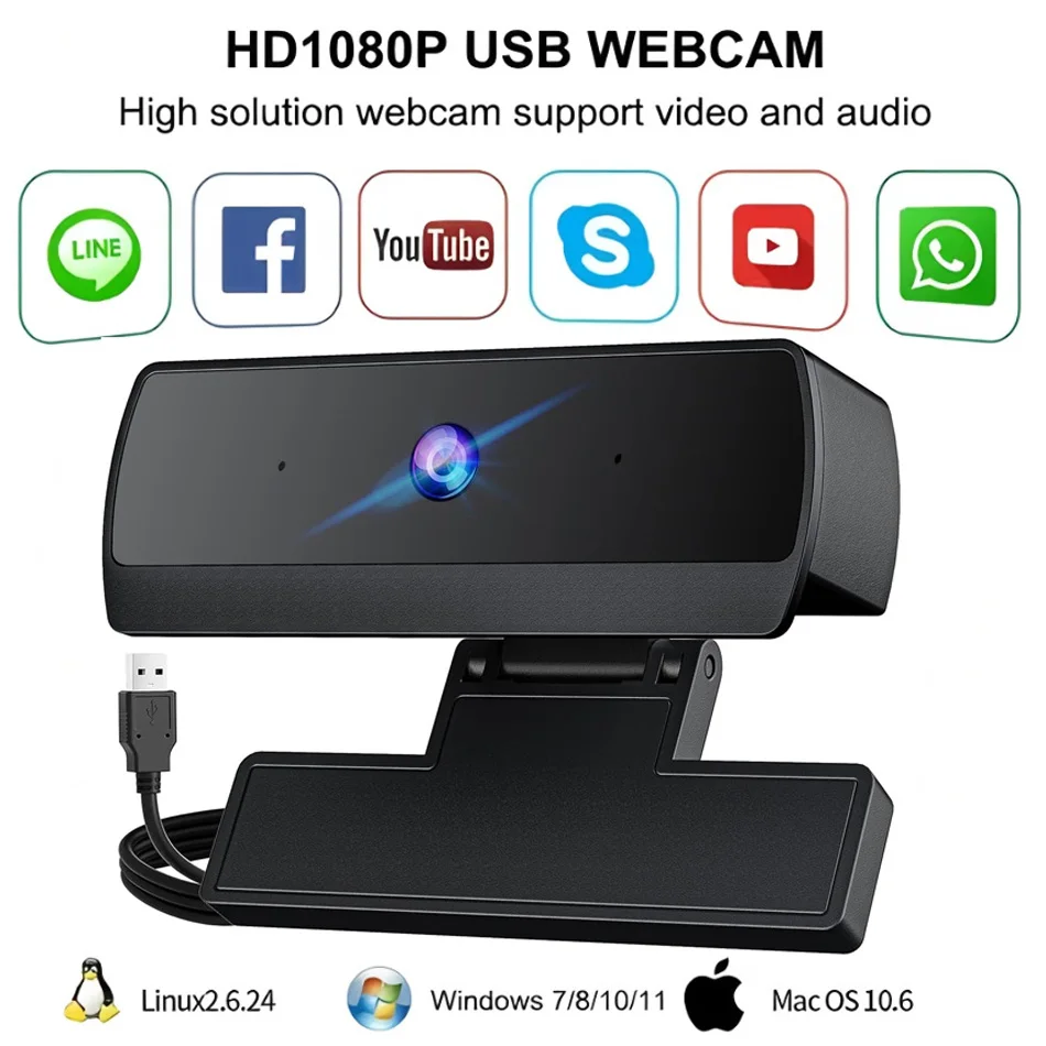 Full Full HD Webcam with Built-in Microphone and Rotatable Tripod, 1080P Video and Wide Angle Camera, Privacy Cover, for Desktop PC - Aliexpress Deal