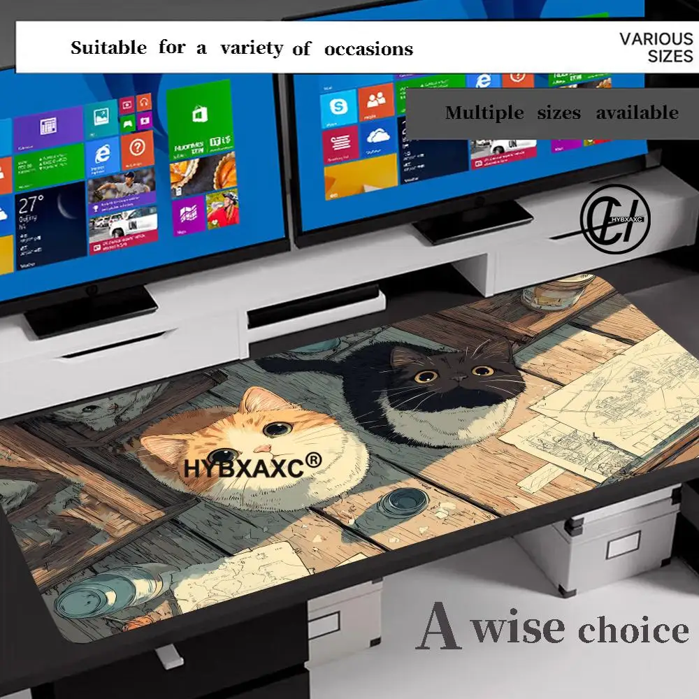 

HD Cute Cat Illustration Design large Mouse Pad Desk Mat Non-Slip table mats office mat carpet keyboard Gaming mats tapis souris