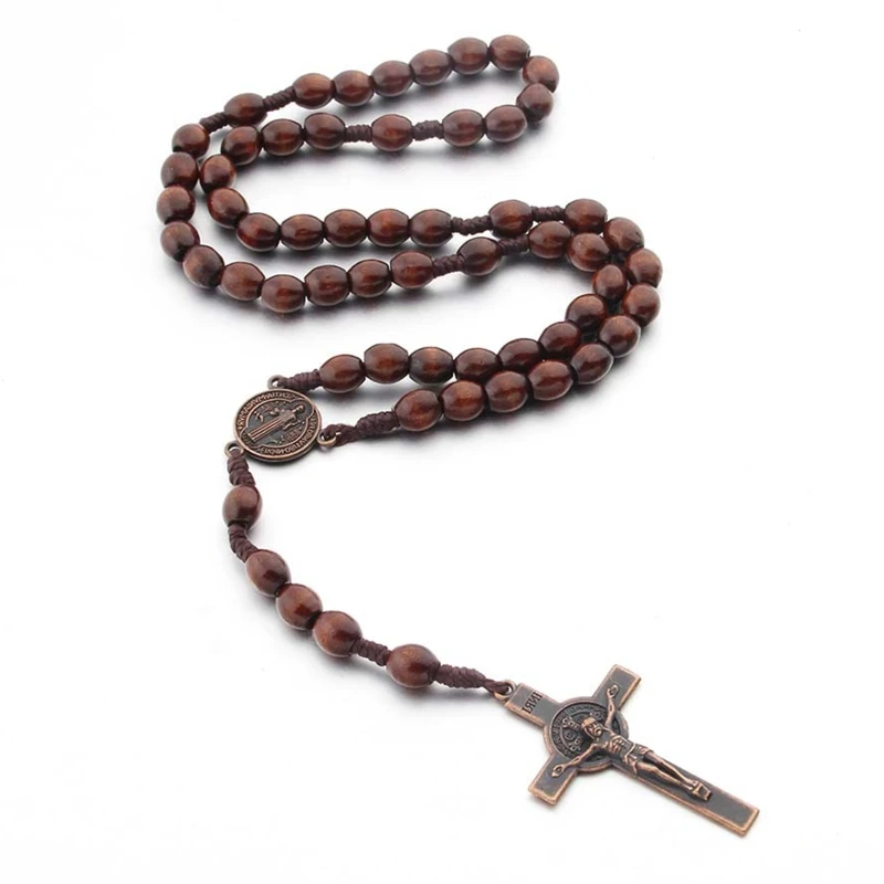 Catholic Rosary Christian for Cross Necklace Handwoven Ornament Hip Hop Necklace Drop Shipping