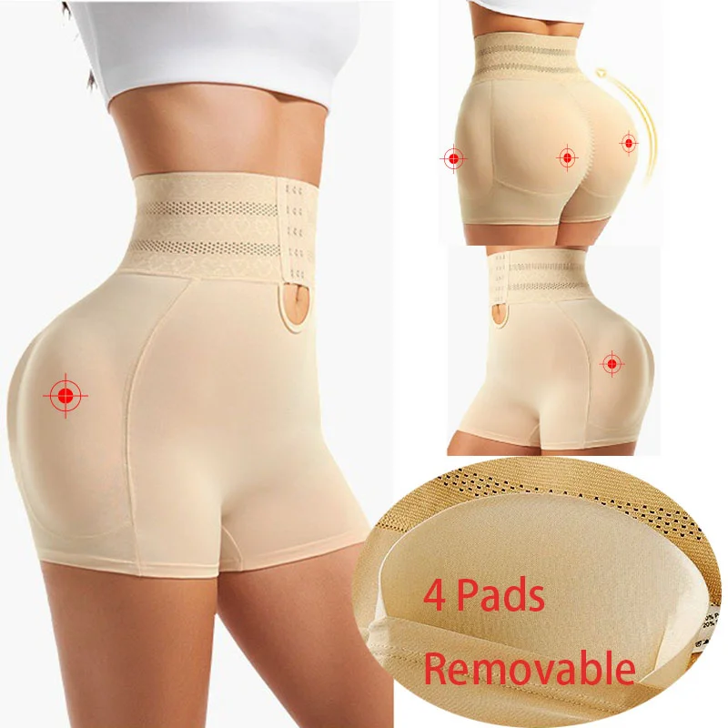 Dimmkof Padded Hip Enhancer Butt Lifter Panties Padding Shapewear Short with Pads Booty Lift Up Hip Dip Body Shaper Panties Hook