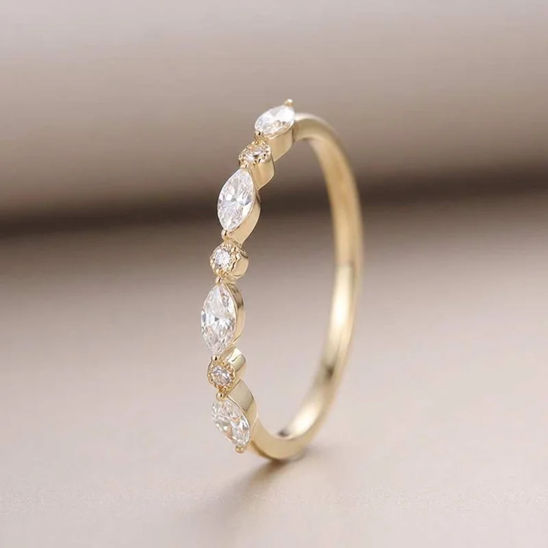 Women's 925 Sterling Silver Marquise Stackable Ring