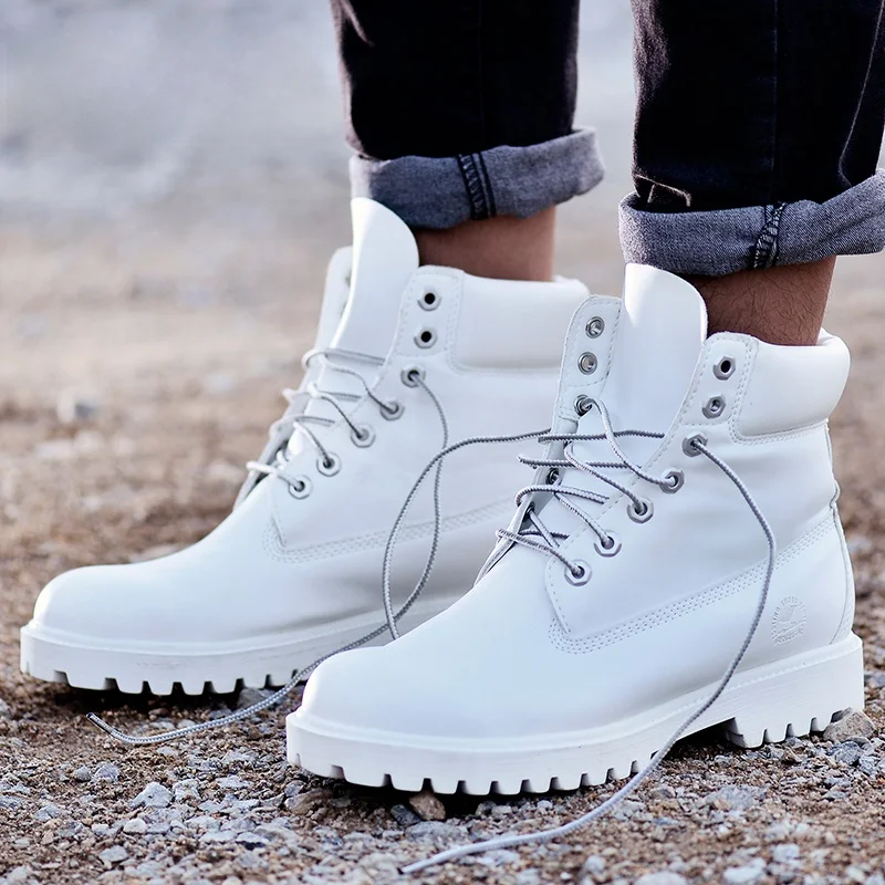 

Winter Men Women Warm Boots White Workwear Shoes Casual round Toe Short Boot Leather And Cotton Lined TPR Outsole