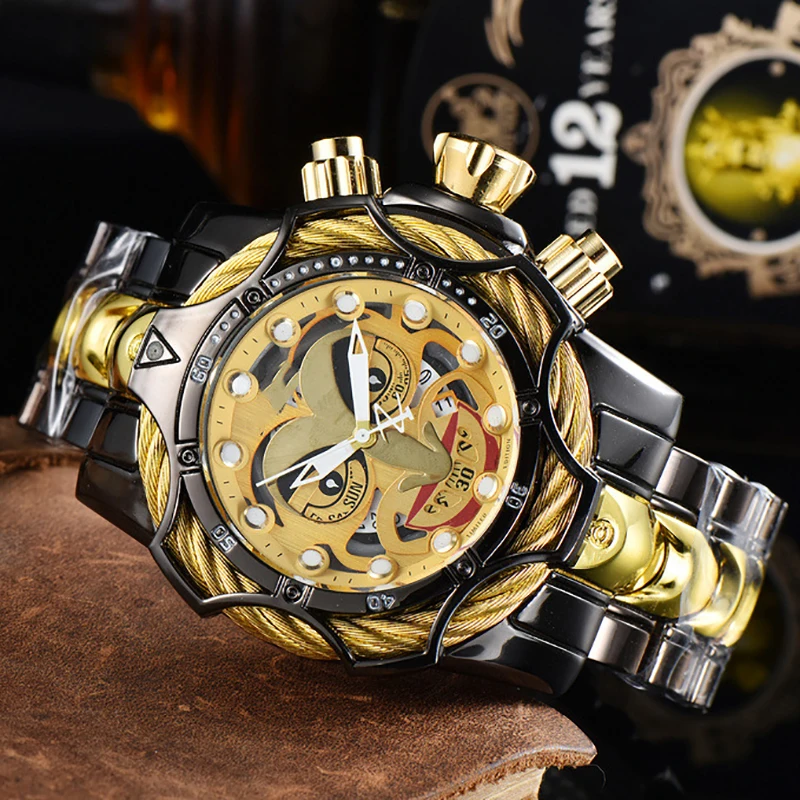 2023 Men\'s Quartz Watch Joker Pattern Large Plate Multifunctional Alloy Strap Waterproof Quartz Leisure Business Watch