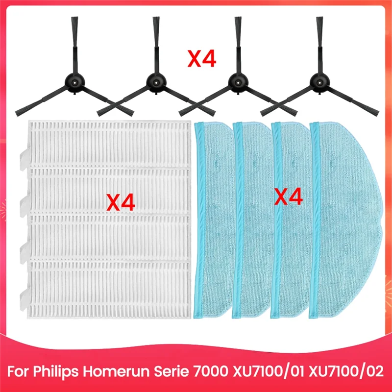 AT28-For Homerun Serie 7000 XU7100/01 XU7100/02 أجزاء المكنسة الكهربائية فرشاة جانبية فلتر Hepa ممسحة القماش ملحقات التنظيف