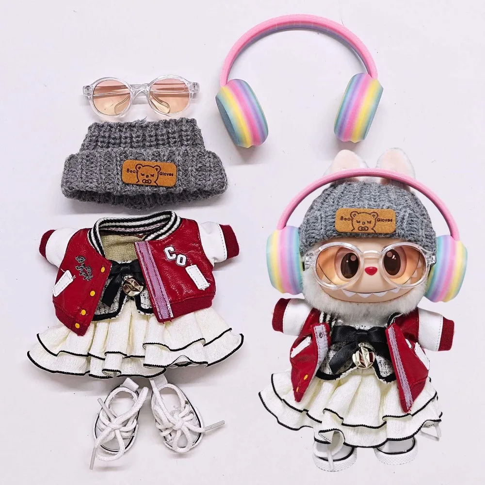 For 15/17cm Labubu Doll Clothes Outfit Baseball Uniform Dress Up DIY Gift Dolls Accessories Sitting Party Game DIY Gift Toys