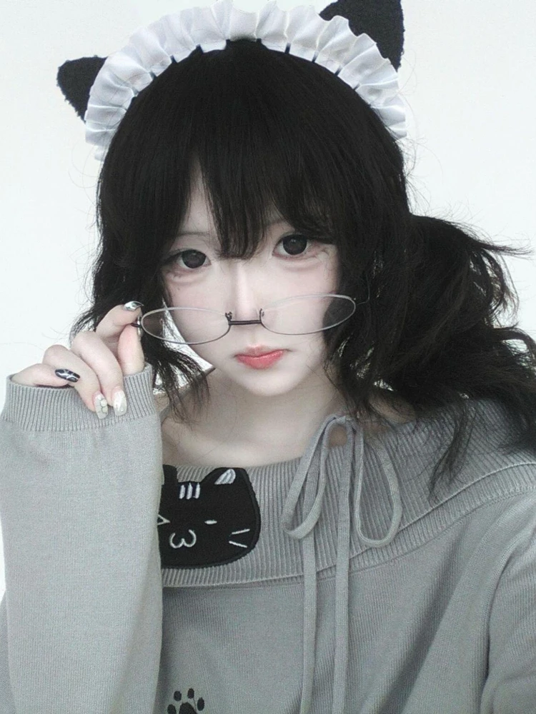 الأمريكية الرجعية لينة خارج الكتف Kawaii تي شيرت المرأة القط المطبوعة تصميم الرسن فضفاض Y2k قمة Harajuku الحلو شيك موضة الزي #6