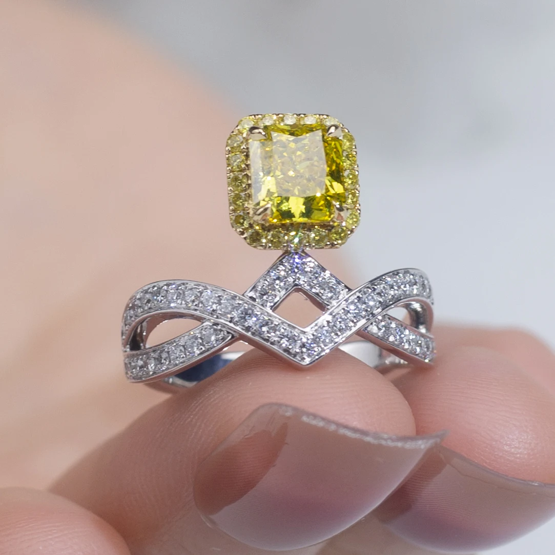 Messi Jewelry 18K Gold yellow Color Lab Grown Diamond Rings custom jewelry