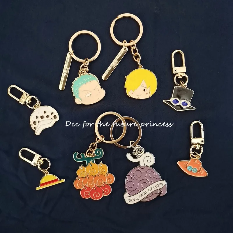 Anime One Piece Periphery Devil Fruit Keychain Solon Luffy Ace Rubber Burnt Fruit Pendant Accessories Gift