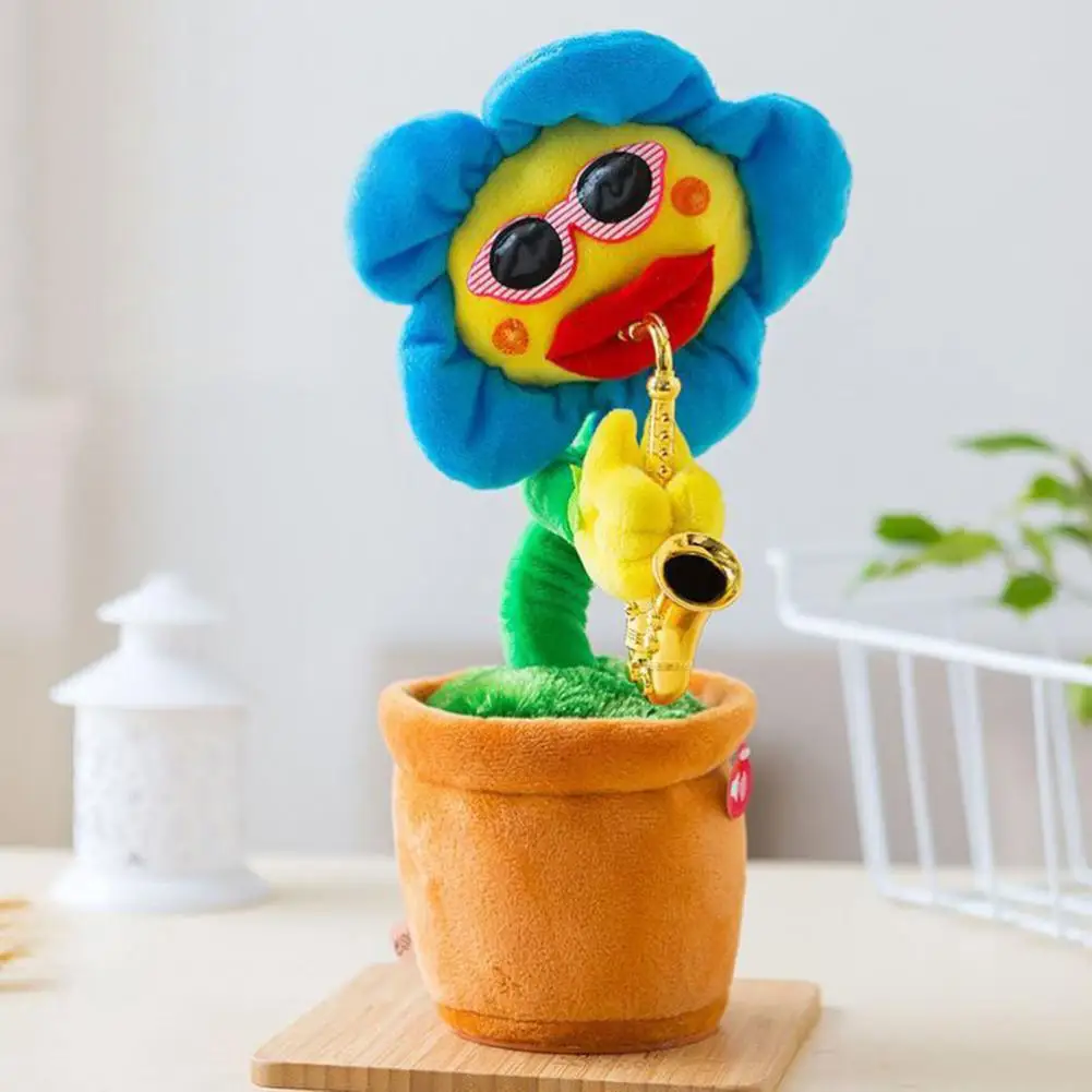 Elektryczna tańcząca słonecznica, powtarza to, co mówisz, nagrywa, śpiewa, pluszowa zabawka w doniczkę, interaktywna pluszowa zabawka muzyczna.