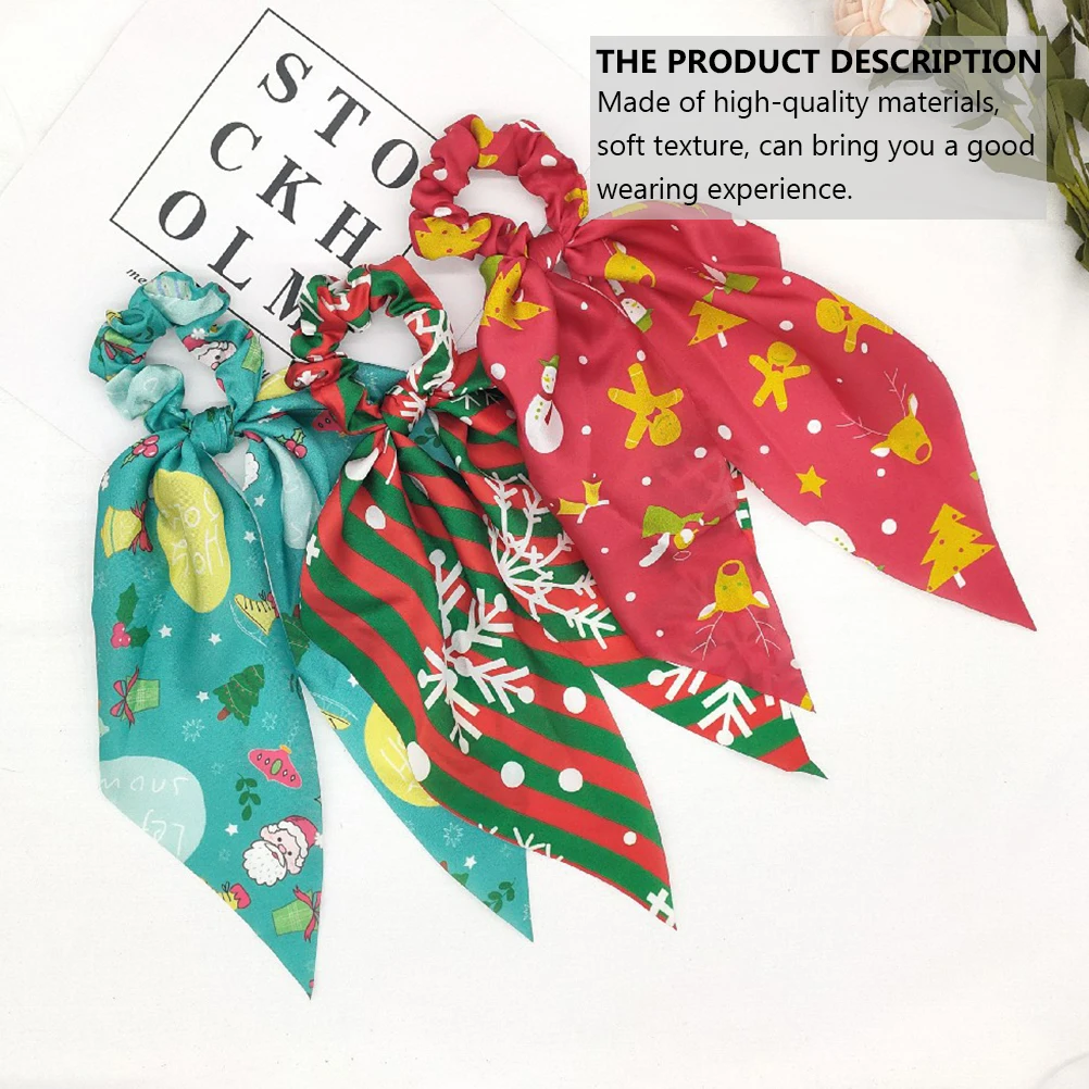 

3pcs Christmas Snowflake Ribbon Rope Accessories Polyester Hair Hair Ring s Women Practical Elastic Design