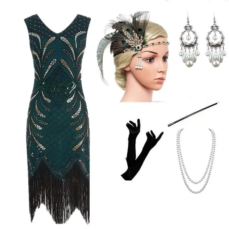 

Retro Beaded Handmade Fringe Evening Gown plus Size Wi New Model 920s Sle Wedding Dr for Women Ele Glowing