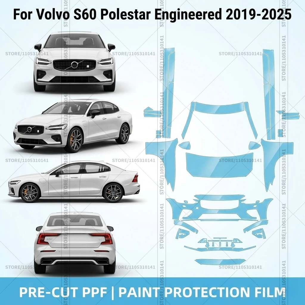 

Предварительно нарезанная прозрачная защитная пленка PPF для автомобилей Volvo S60 Polestar Engineered 2019-2025