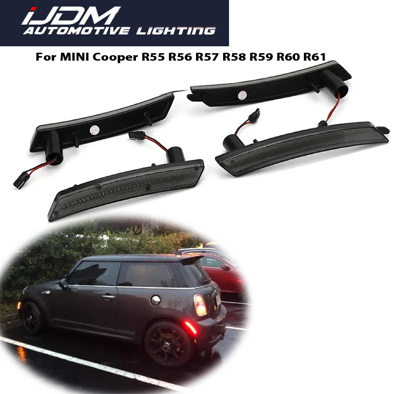 For 2007-2013/14 MINI Cooper R55 R56 R57 R58 R59 R60 R61 Front Amber / Rear Red LED Bumper Side Marker Turn Signal Lights 12V