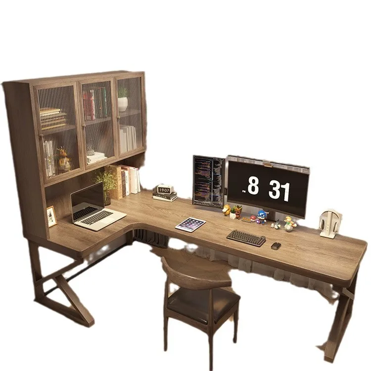 

Solid wood corner table cabinet integrated children's study table writing work L-shaped desk