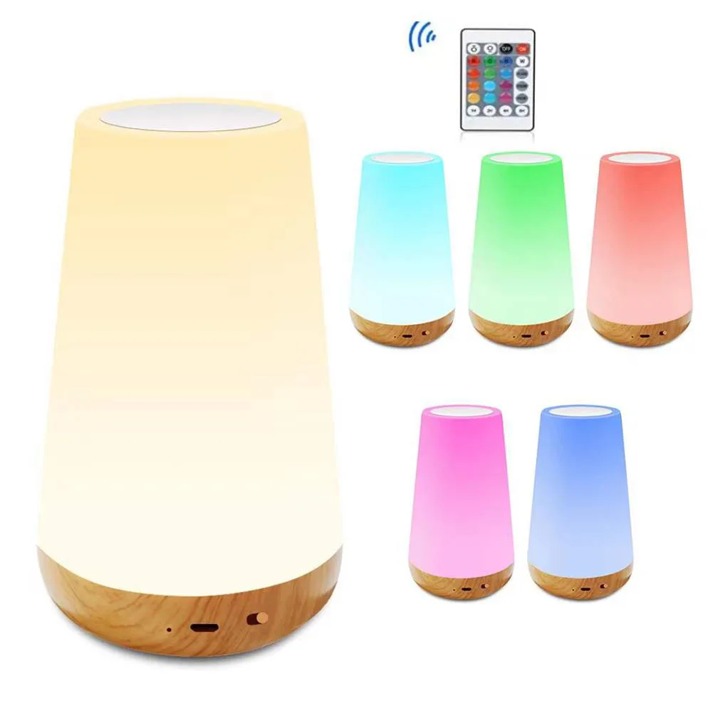 Portable USB Rechargeable LED Night Light 7 Colors Touch Bedside Lamp Outdoor Camping Tent Children Bedroom Room Table Light