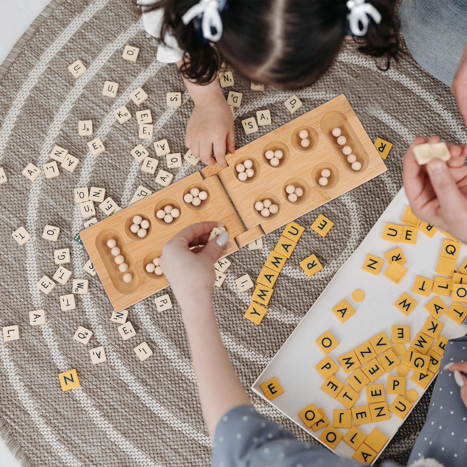 1 قطعة لوحة مانكالا الأفريقية الخيزران طوي الذكاء لعبة تعليمية مجموعة للعبة لوحة مانكالا متعة الأسرة #5