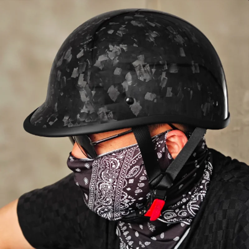 

Summer Ultra-Light Real Carbon Fiber Helmet, Half Helmet, Men's Motorcycle Cruise, Retro Ladle Helmet, Motorcycle Baseball Cap