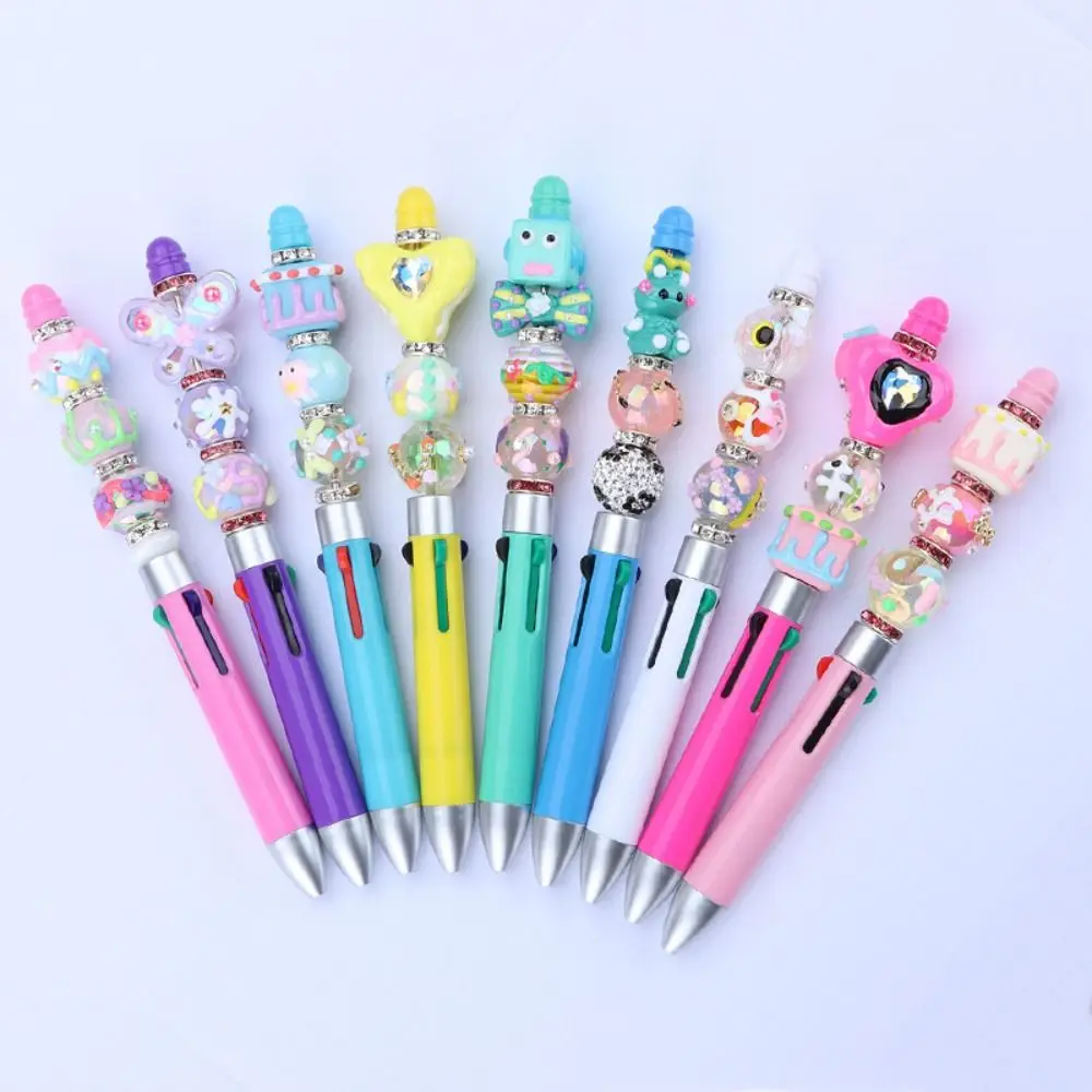 

1.0 Mm Ballpoint Pen for Writing Signing Retractable DIY Rollerball Pen 4 Color Beaded Pen Student School Gift