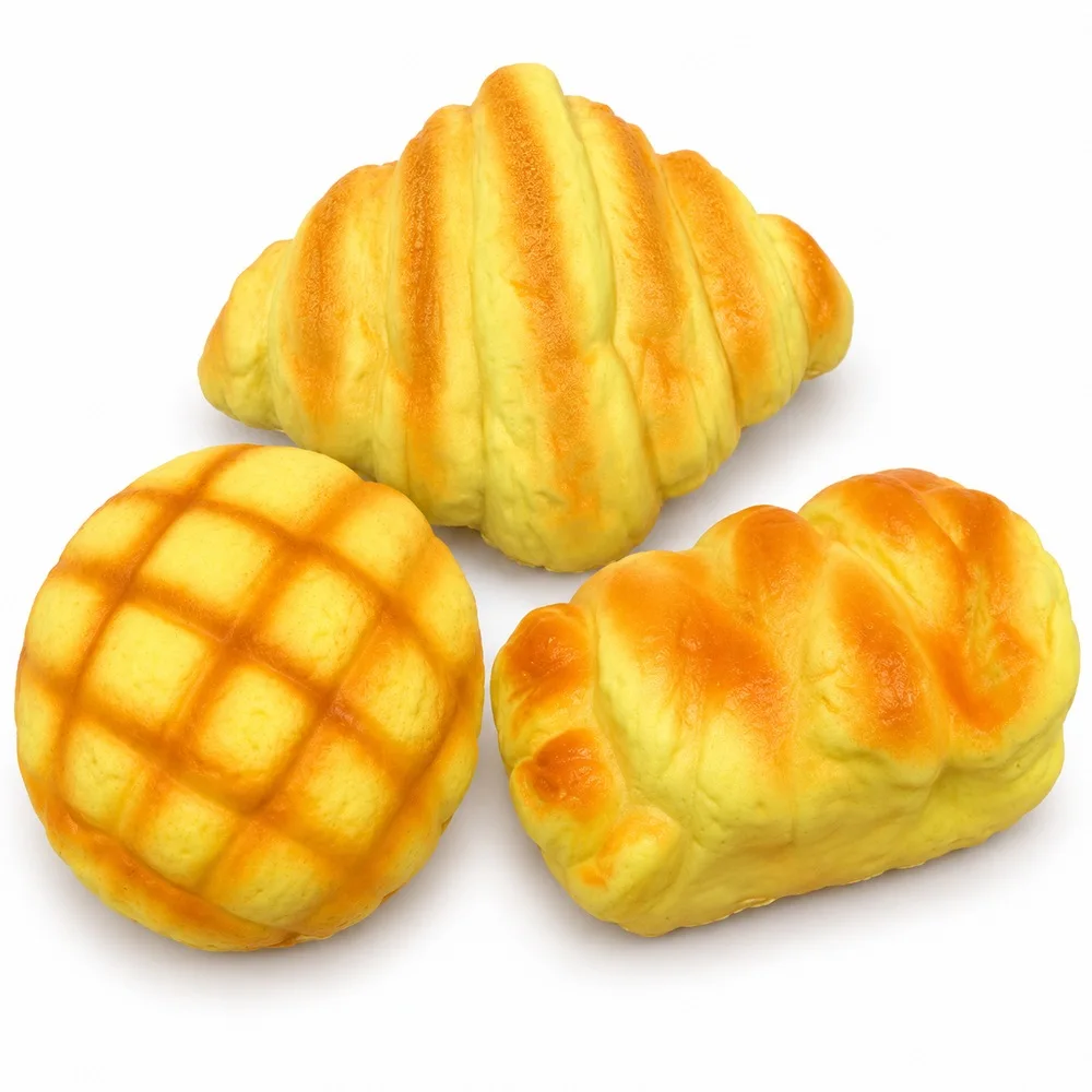 Bakery Bread Squishy Toy Soft PU Slow Rising Foam Croissant Pineapple Bun and Loaf Styles Handheld Desk Fidget Gift for Adults