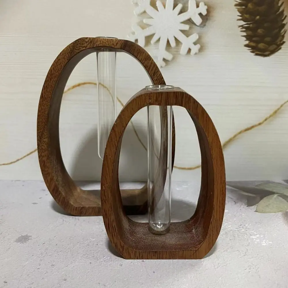 مزهرية صغيرة من الخشب الصلب من خشب الجوز، وعاء زهور مائي شفاف إبداعي، رائع وبسيط