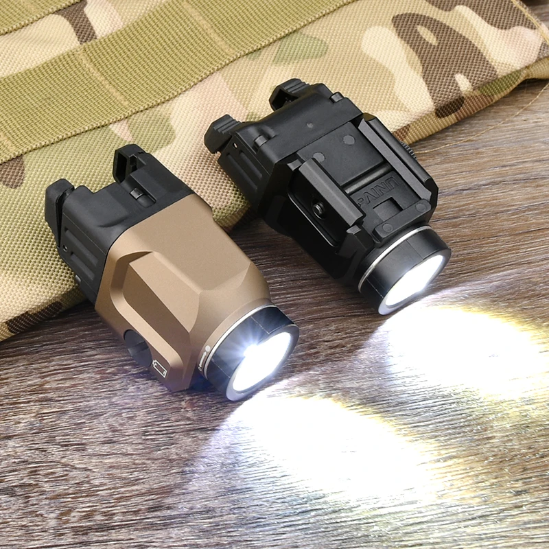 WADSN Flashlight TR-7 X 500-Lumen Compact Tactical Weapon Light, Includes High, Low Paddle Switches and Key Kit, Black