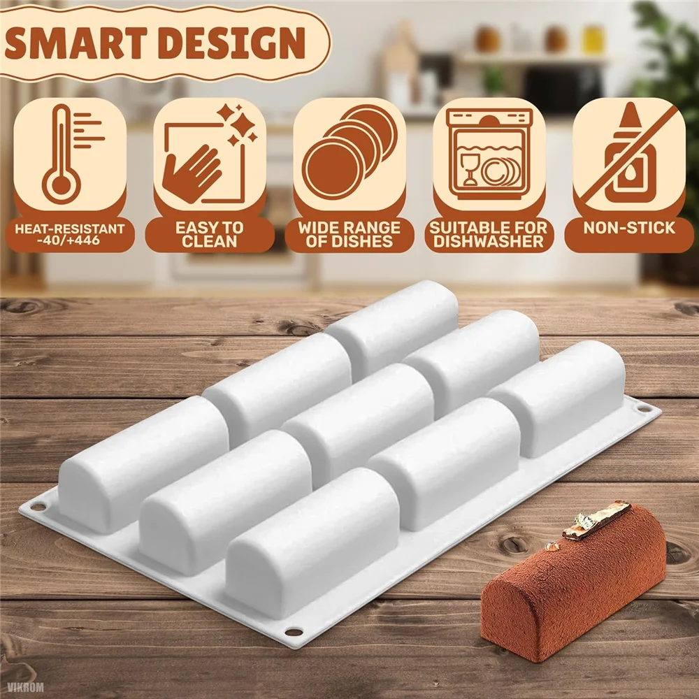 3D Stick Shape 9 Grid Silicone Mold for Chocolate Truffle Mousse Cake Dessert Mold DIY Baking Molds Baking Tool