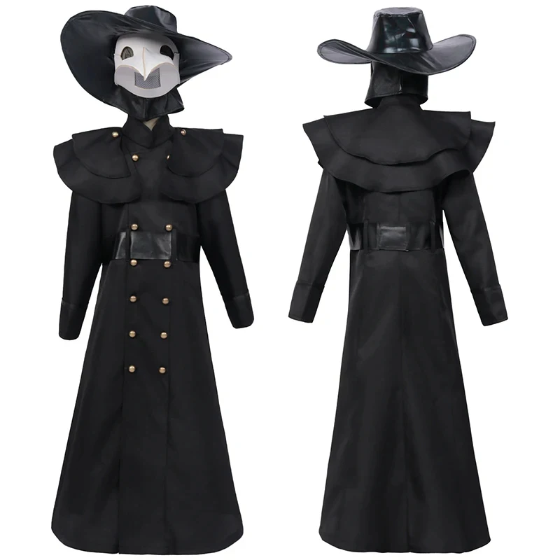 ♬ 2026 ❤ Disfraz de Halloween para Adultos y Niños, Túnica Medieval con Capucha, Cosplay de Doctor de la Peste, Monje de Terror, Estilo Steampunk, Carnaval, Mascarada ❤