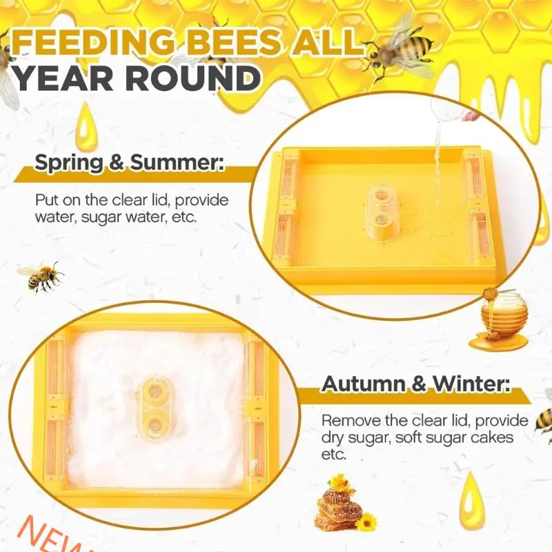 وحدة تغذية خلايا النحل ذات سعة كبيرة 50 × 40 × 4.5 سم تغذي 2 مستعمرات في نفس الوقت ملحقات تربية النحل مع غطاء آمن