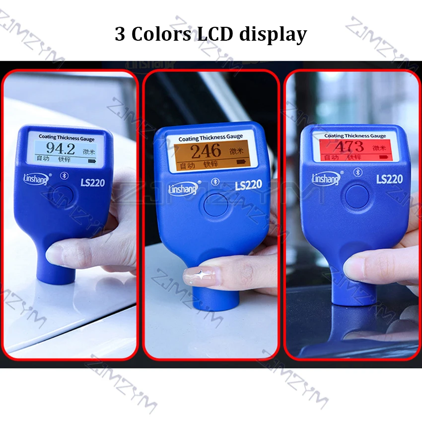 Tester di spessore del rivestimento della vernice 0-3500μm 0,1μm Fe NFe Calibro della sonda LS220 per calibro di spessore del film di vernice per auto -20 ℃   Schermo LCD