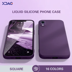 아이폰 XR 5G 소프트 뒷면 커버에 대한 원래 사각형 전화 케이스 귀여운 액체 실리콘 충격 방지 액세서리 Funda High Qualtiy Shell